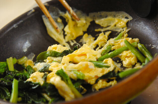 ホウレン草入りスクランブルエッグの作り方の手順3