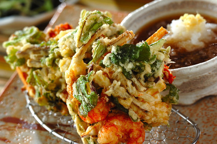 エビと春菊のかき揚げ