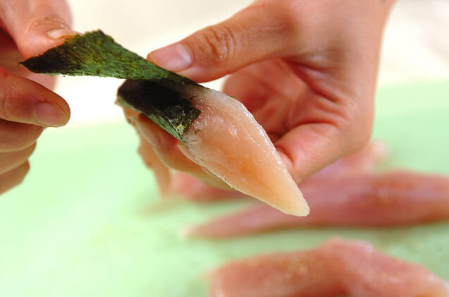 鶏ささ身の磯辺揚げの作り方の手順1