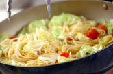 春キャベツとホタテのペペロンチーノスパゲティーの作り方8