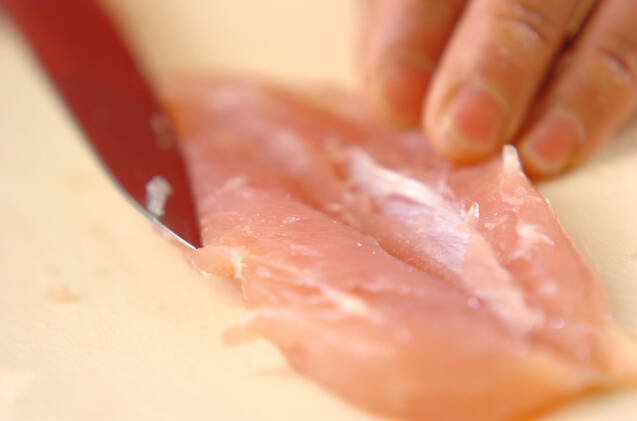 ささ身のタラコサンド揚げの作り方の手順1