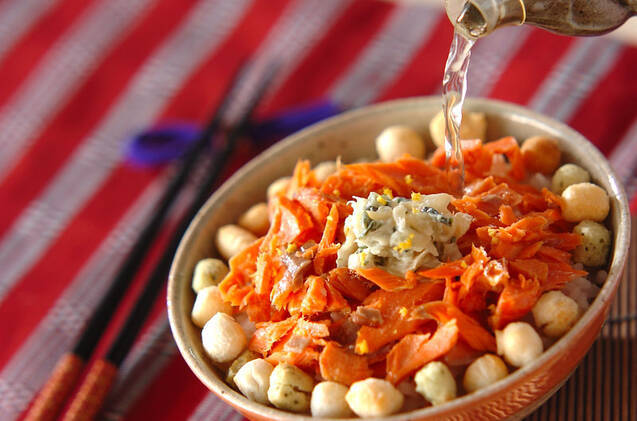 鮭のワサビレモン茶漬けの作り方の手順3