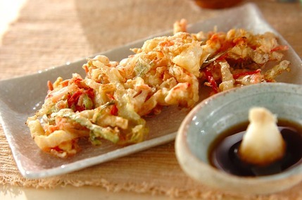 イカとキャベツのかき揚げ