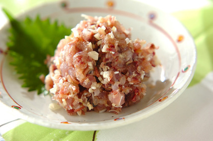 アジのミョウガなめろう