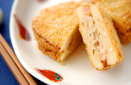 タケノコのエビはさみ揚げ