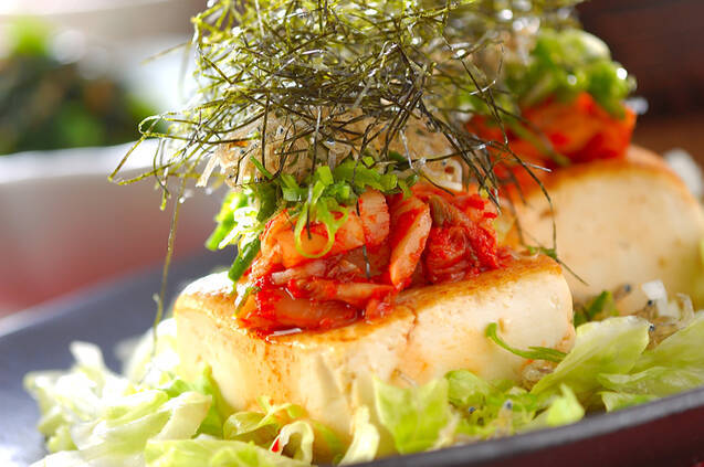キムチのせ豆腐ステーキ