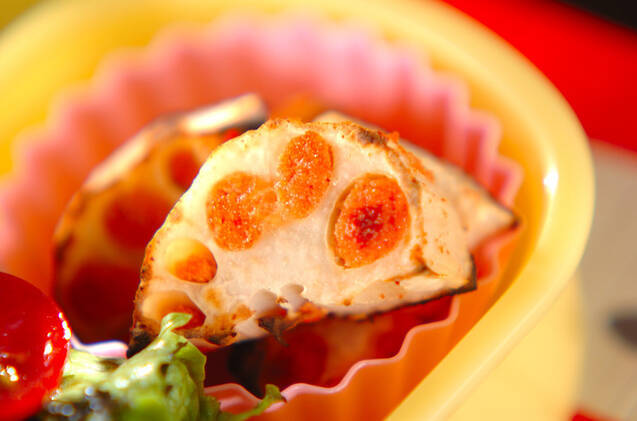 レンコンの明太子詰め