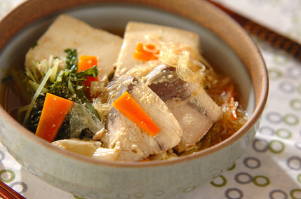 ブリと豆腐の豆乳煮