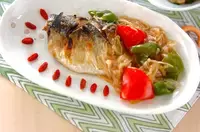 焼きサバのキノコあんかけ