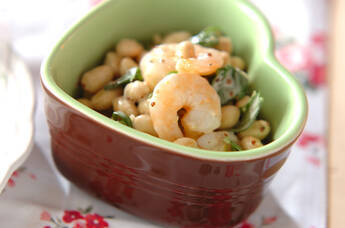 エビと豆のバジルサラダ