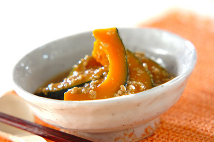 カボチャのカレーそぼろあんかけ