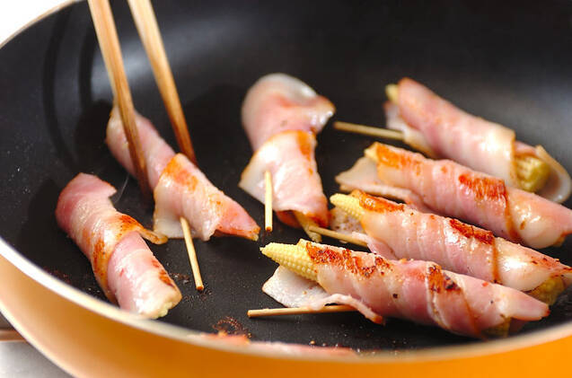 ベビーコーンベーコン焼きの作り方の手順6