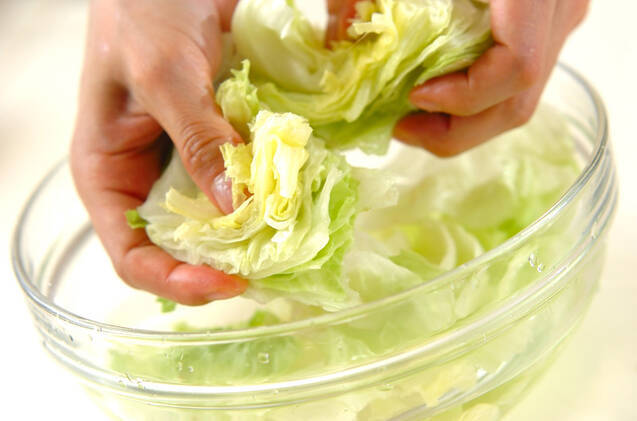 レタスのペペロンチーノ炒めの作り方の手順1