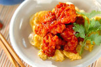 鶏唐揚げのチリ和え