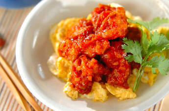 鶏唐揚げのチリ和え