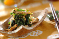 エノキとホウレン草のゴマ和え