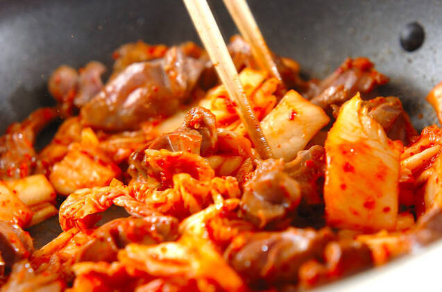 砂肝のキムチ炒めの作り方の手順3