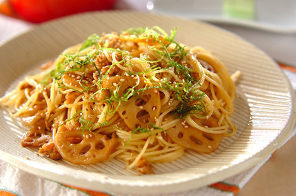 レンコンの和風パスタ