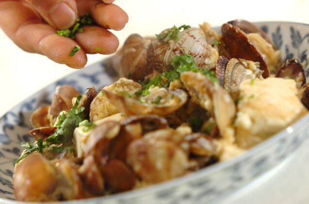 アサリと豆腐の卵炒めの作り方の手順4