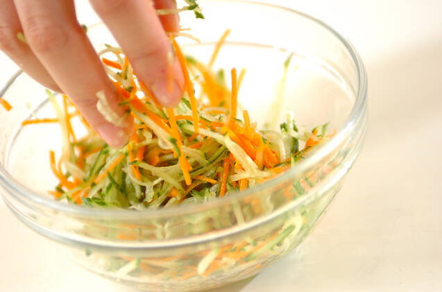 超簡単もやしのナムル 彩鮮やか 5分でできる 味付け黄金比の作り方の手順2