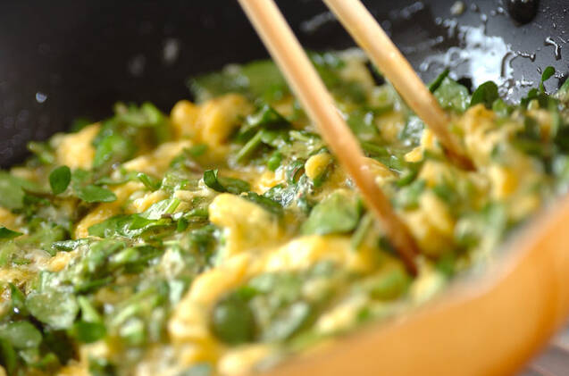 クレソンのオープンオムレツの作り方の手順3