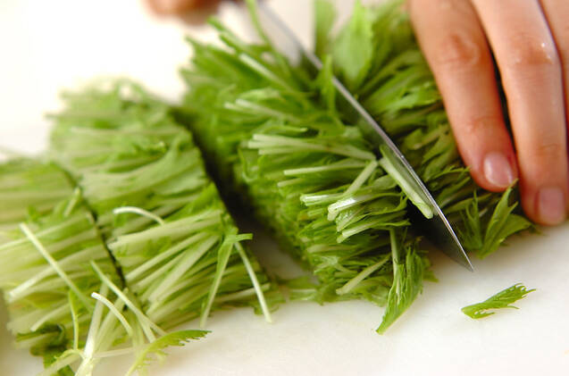 水菜とジャコのユズ炒めの作り方の手順1