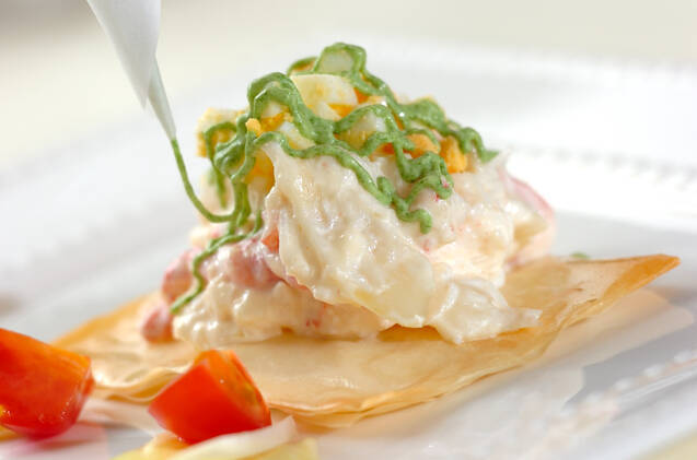 カニとユリネのパナシェ・アスパラソース・パイ添えの作り方の手順5