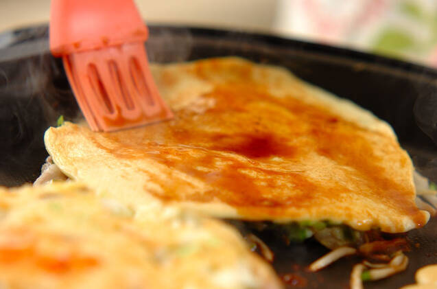 ホットプレートでお好み焼きとネギ焼きの作り方の手順12