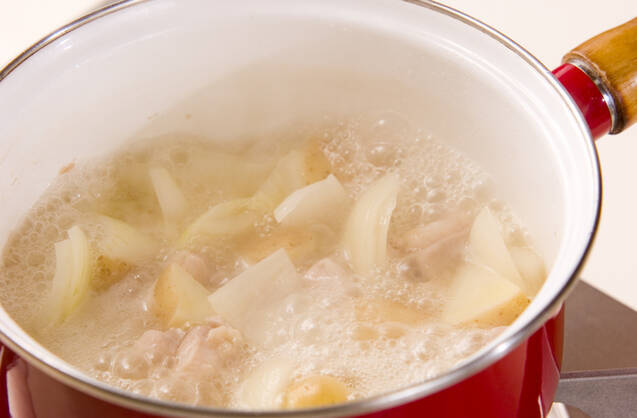 鶏ジャガのさっぱり卵とじの作り方の手順3