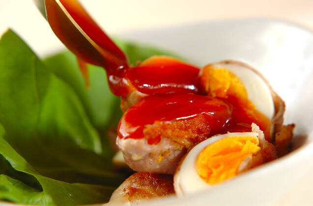 肉巻き卵の甘酢あんかけの作り方の手順4