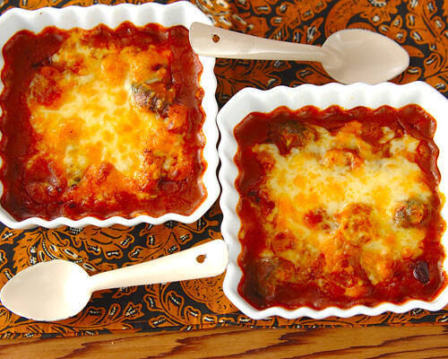 豚肉と豆のカレーグラタン