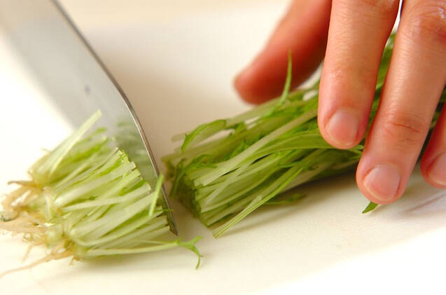 水菜とルッコラのサラダの作り方の手順1