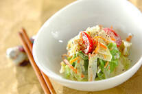 ゆでキャベツとホタテ缶のマヨネーズサラダ