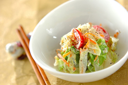 ゆでキャベツとホタテ缶のマヨネーズサラダ