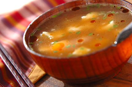 チーズと豆腐の即席のり汁