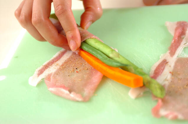 野菜の肉巻きの作り方の手順2
