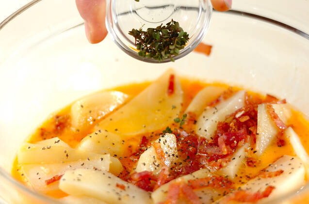 ジャガイモとベーコンの卵焼きの作り方の手順4