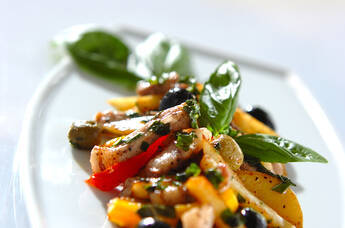 豚肉とジャガイモのバジル炒め