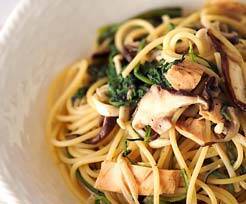 しいたけと春菊のパスタ
