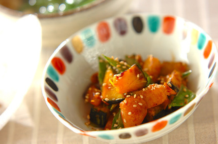 カボチャのみそマヨ炒め