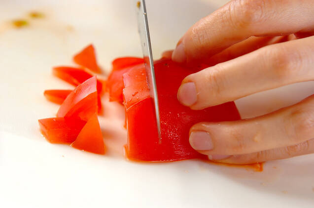 トマトとバジルのバゲットのせの作り方の手順1