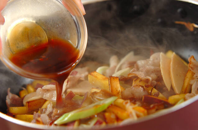 サツマイモと豚肉の中華炒めの作り方の手順3