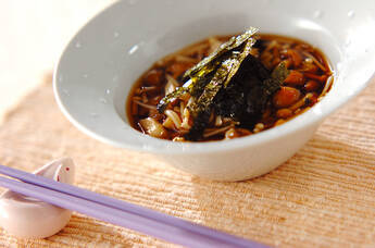 ナメコとのりの三杯酢