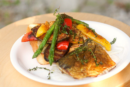 グリル野菜とオープンサンド