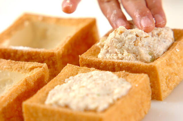 厚揚げのひき肉詰めの作り方の手順4