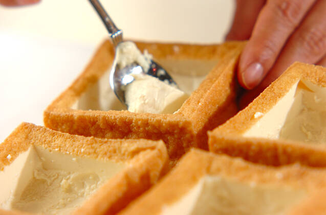 厚揚げのひき肉詰めの作り方の手順1