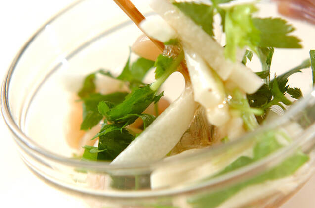 箸休めに シャキシャキ長芋とホタテの甘酢和えの作り方の手順5