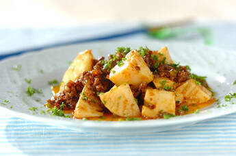 タケノコとひき肉のデミグラス風味炒め