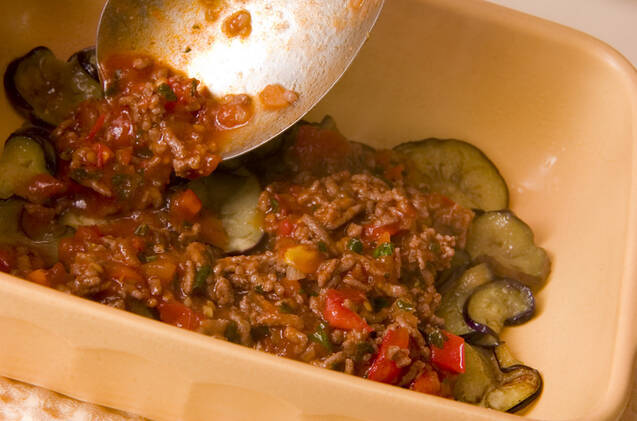 ナスとひき肉の重ね焼の作り方の手順3