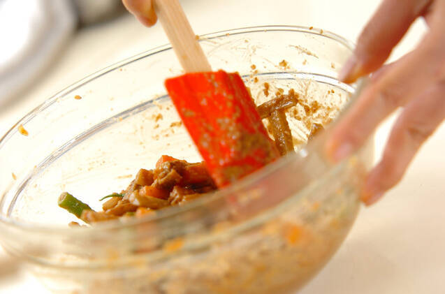 ゴボウとインゲンのゴマ和えの作り方の手順5